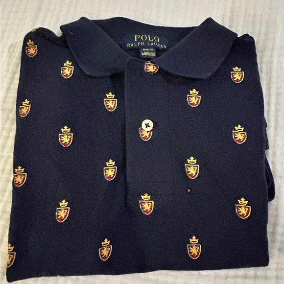 Polo Ralph Lauren All over crest Navy Pique Polo Big Boys size M (10-12) - Picture 4 of 6